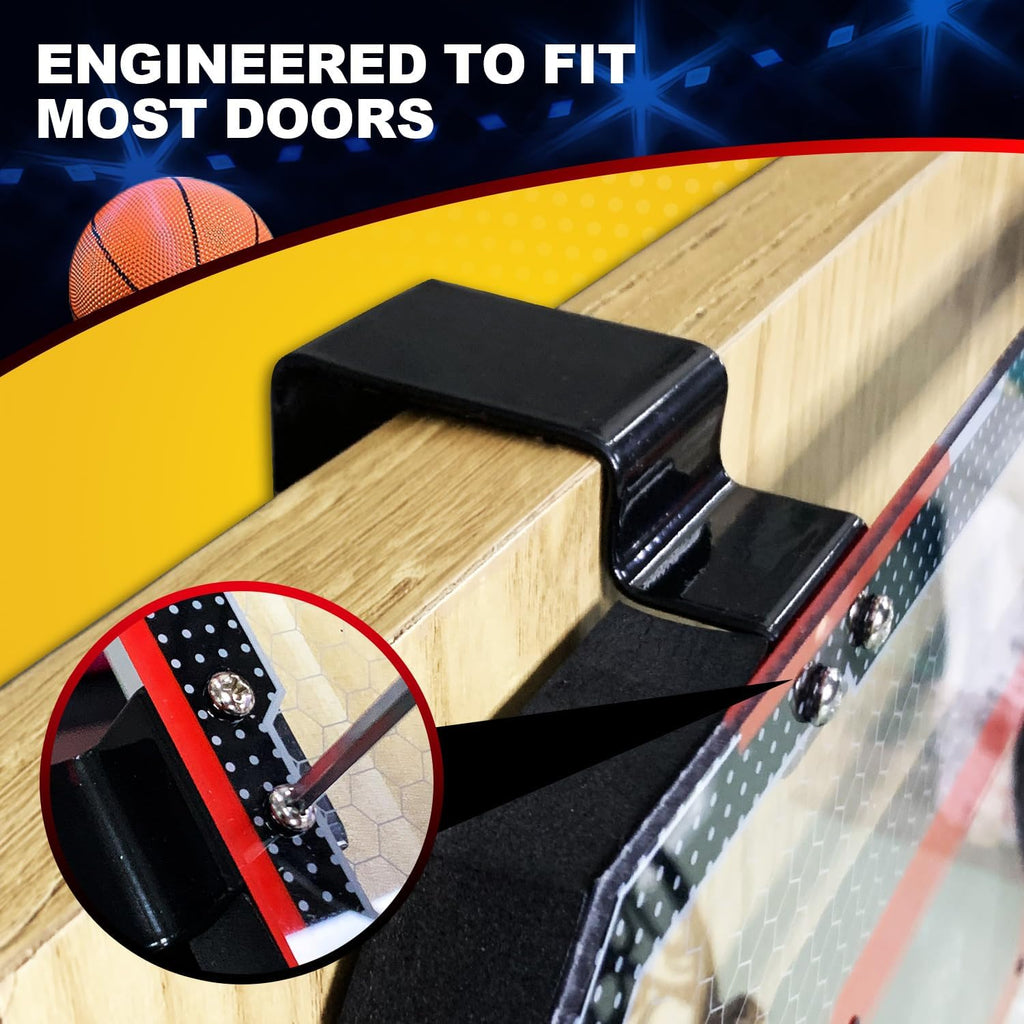 Over-the-Door Basketball Hoop with 4 Balls, Ages 3-12 | 15.75 x 11.42 in backboard, bedroom or office play, pump