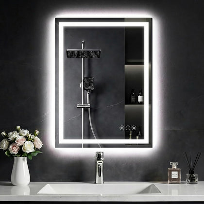 24"x 32" LED Bathroom Mirror with Lights, Smart Anti-Fog Wall Vanity Mirror | Backlit & Front Lit, Dimmable, 3 Color