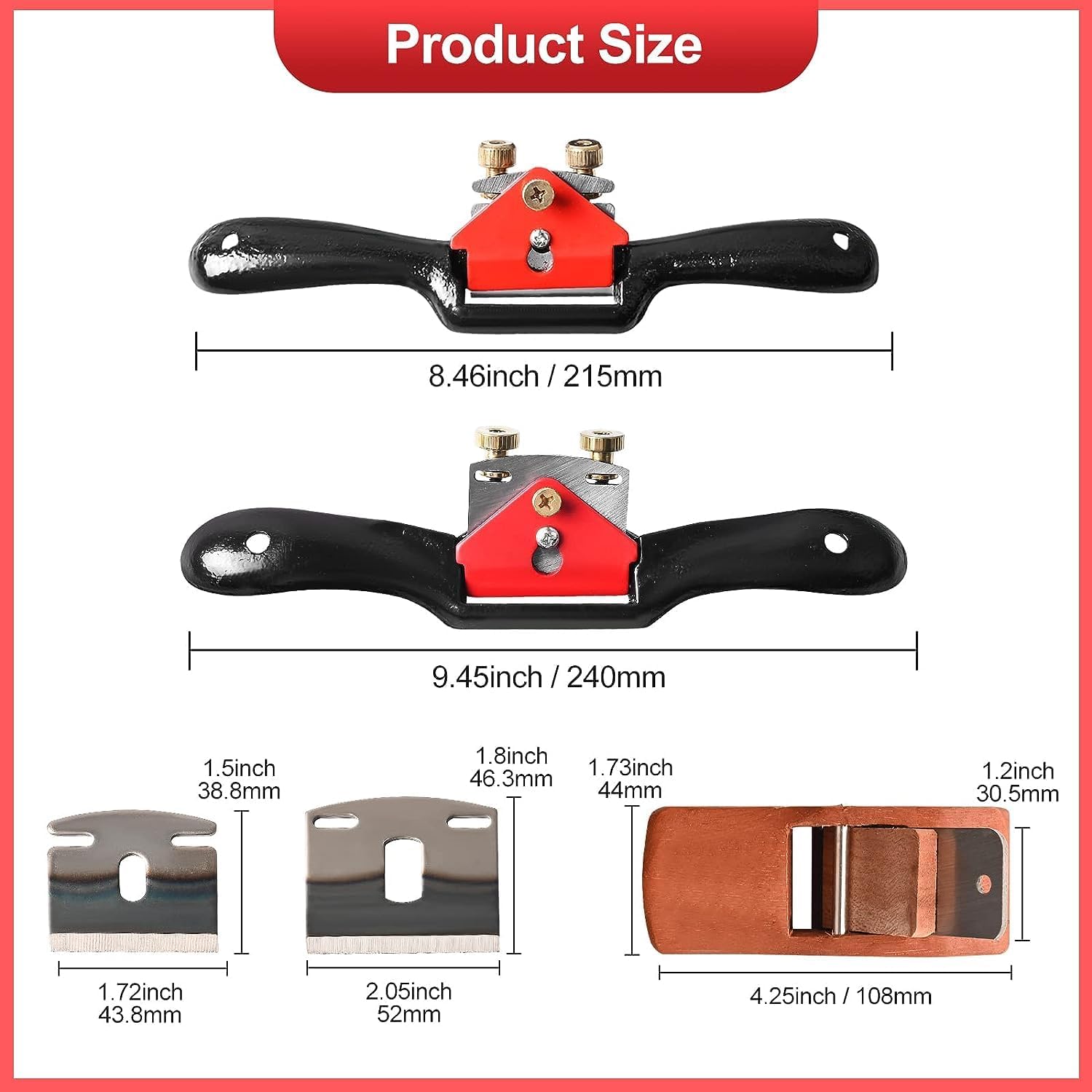 Spokeshave Set, 6pcs Metal Blades, Portable Plane & 4-Way Wood Rasp File | Adjustable Spokeshave Set Perfect For Wood