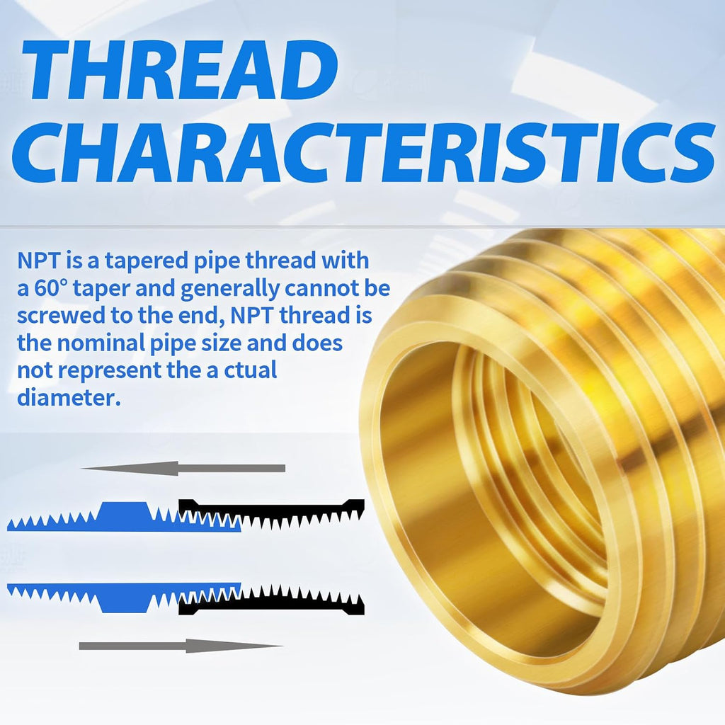 ChillWaves Brass Pipe Fitting, Reducer Hex Bushing 1/2" NPT Male x 3/8" NPT Female Thread Adapter(12-PACK)