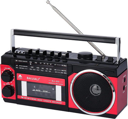 Portable Cassette Player with AM/FM/SW Radio & BT | Boombox for Home and Travel, Record from Radio, Play via SD/USB