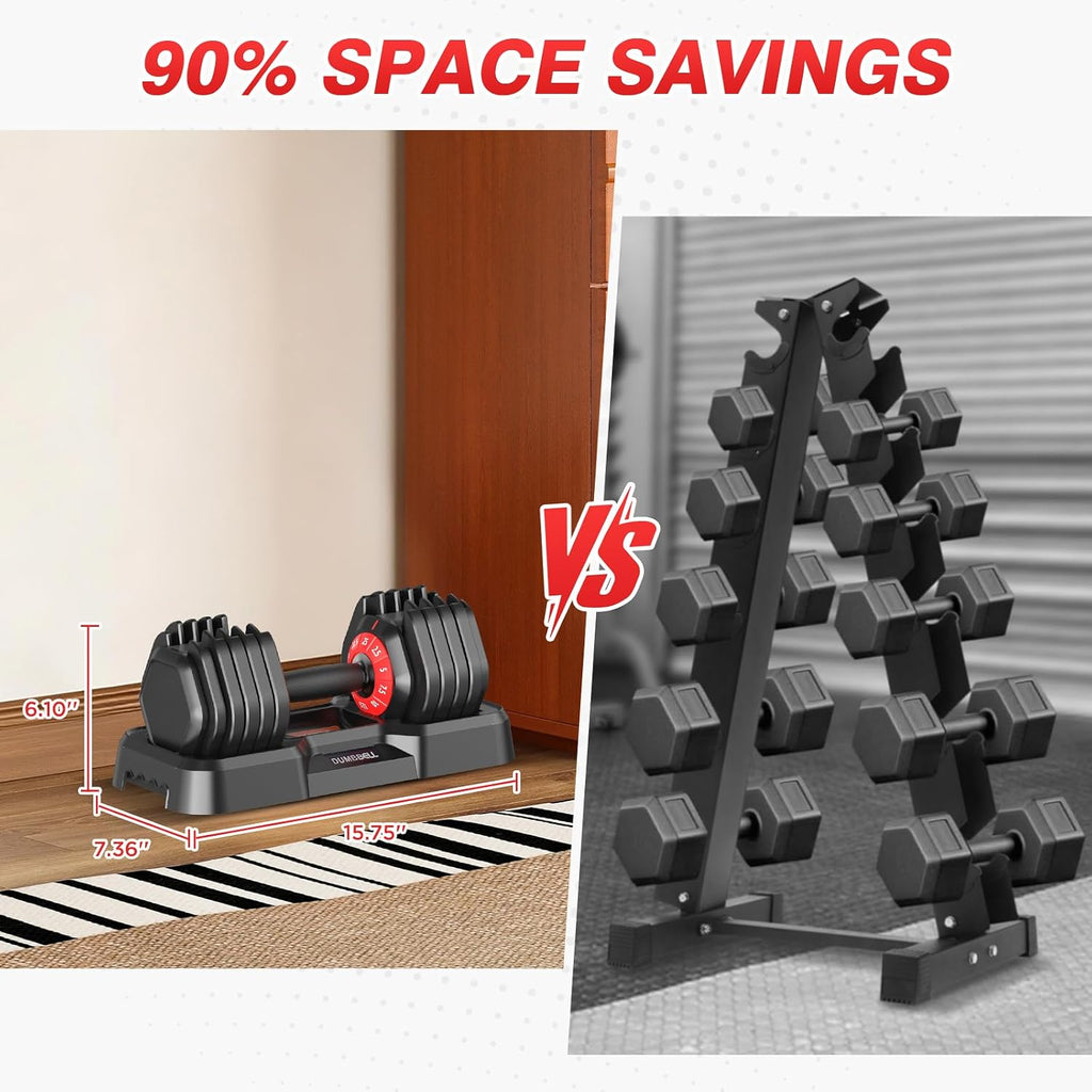 Adjustable Dumbbells Set All in One Free Weights Set for Home Gym | 25/26.5/52.5/55/85lbs Weights Dumbbells Set, 1