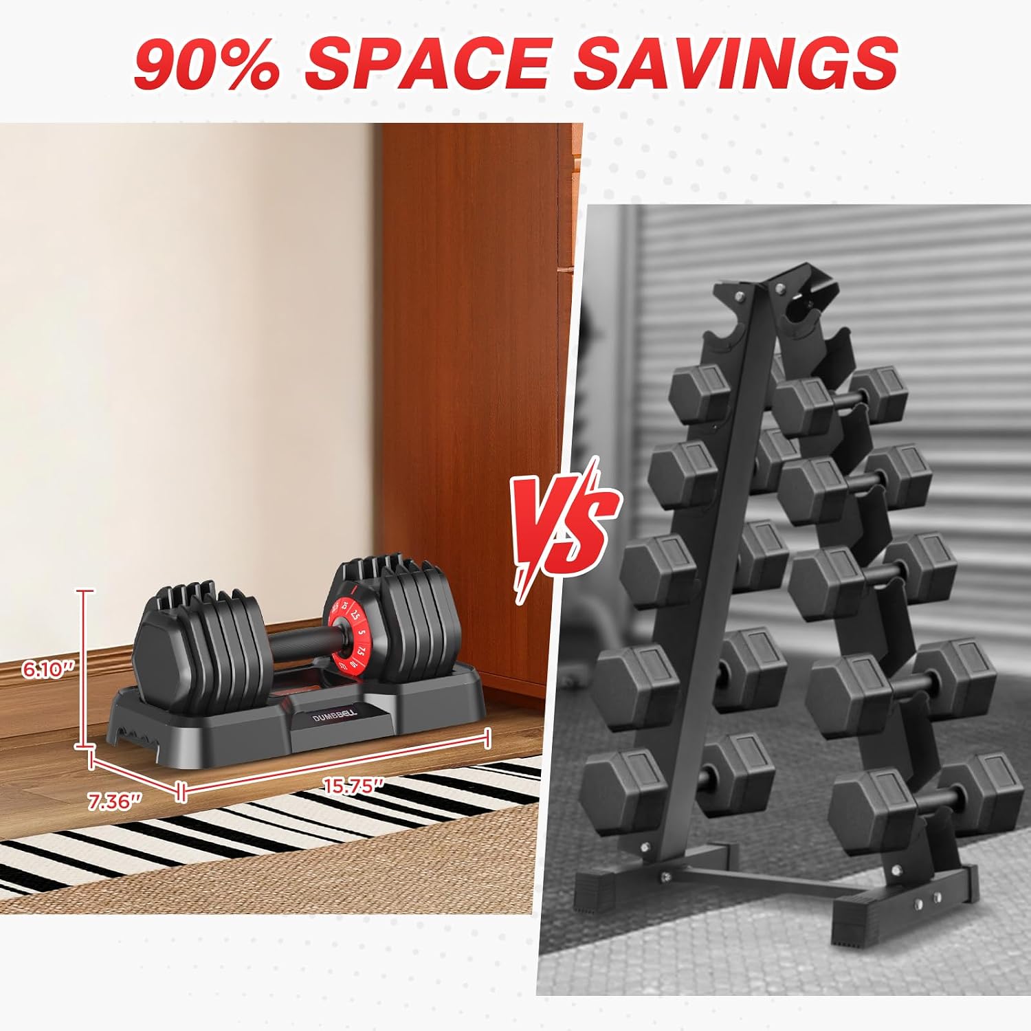 Adjustable Dumbbells Set All in One Free Weights Set for Home Gym | 25/26.5/52.5/55/85lbs Weights Dumbbells Set, 1