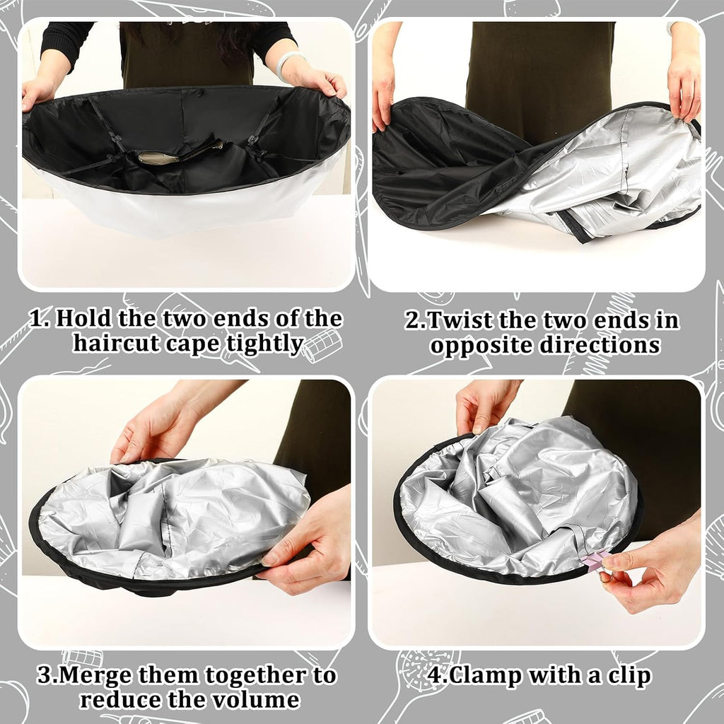 Hair Cutting Cloak Cape Foldable Haircut Umbrella Cape for Adults | Black Barber Cape with Adjustable Neck, Catches