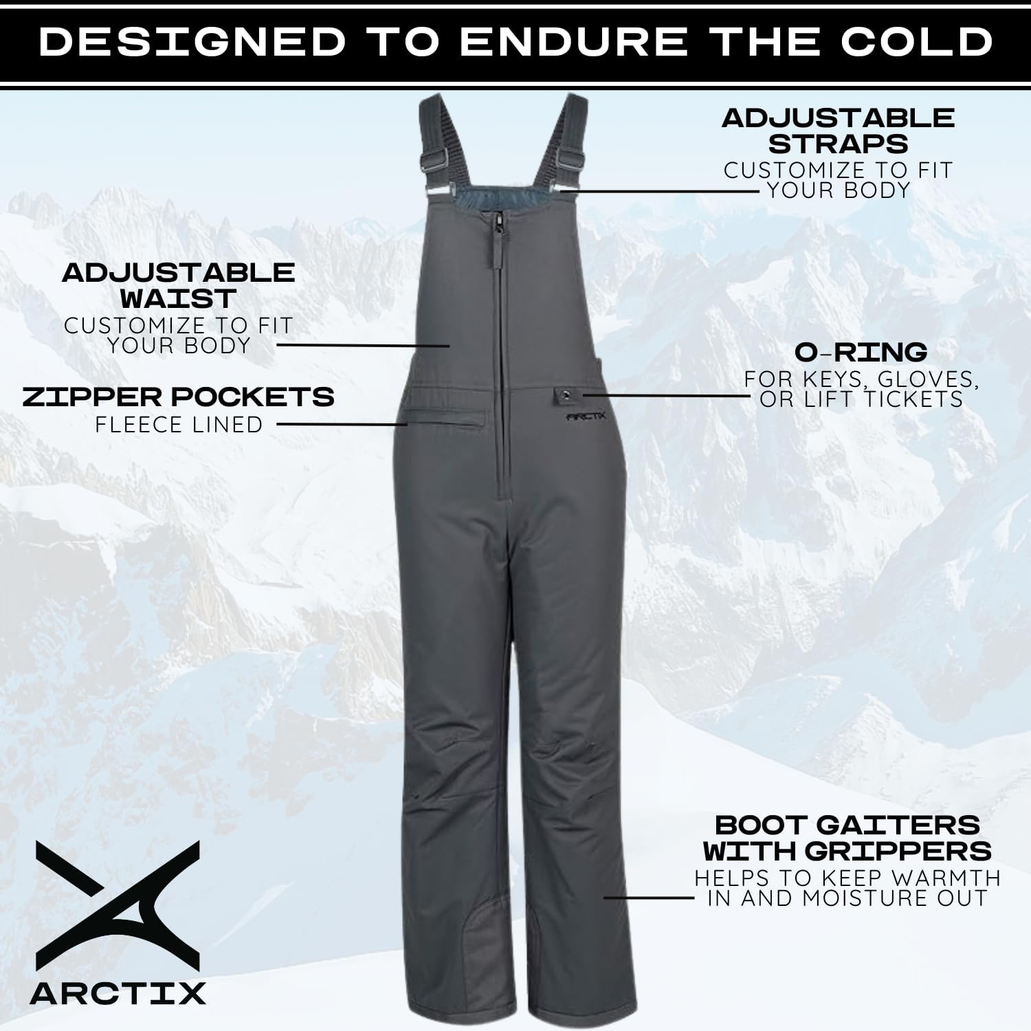Kids Insulated Snow Bib Overalls
