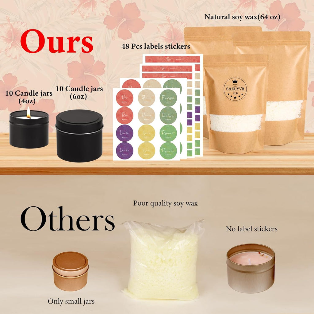 Candle Making Kit, Candle Making Kit for Adults - DIY Starter Soy Candle Making Supplies-Including Soy Wax,Electric
