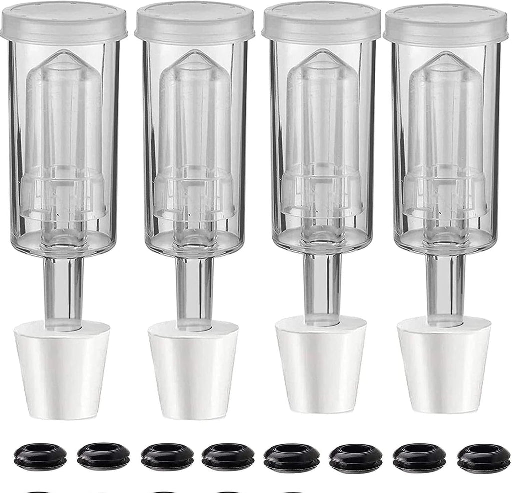 3-Piece Airlock 4 Pack with 4PCS #6 Stopper and 8PCS Grommets, Fermentation Airlock Beer Wine Kombucha Brewing