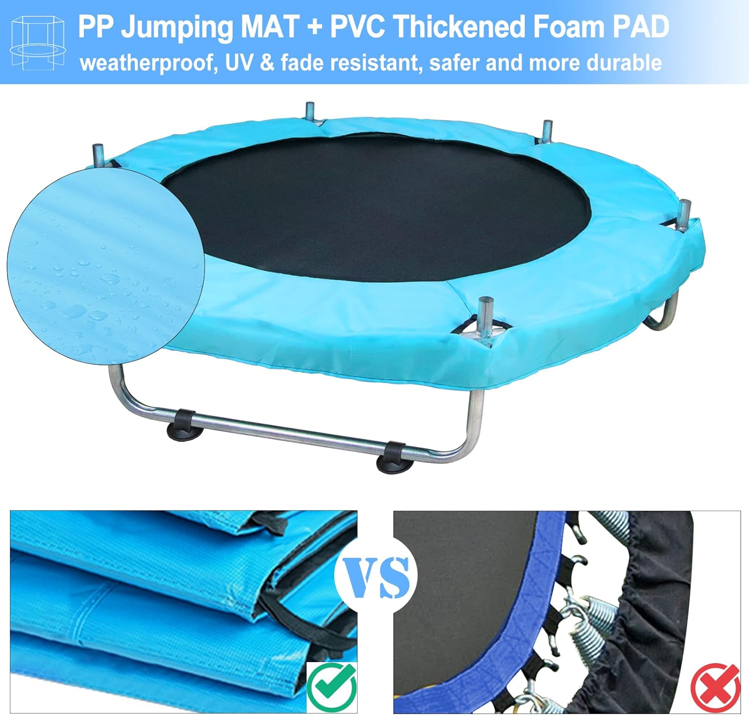 Indoor Trampoline for Kids Ages 1-8, 55" Small Outdoor Toddler Trampoline with Safety Enclosure Net, No-Gap Safe