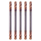 5Pcs 1/8" 4 Flute Double End Solid Carbide Ball Nose End Mill, TiSiN Coated