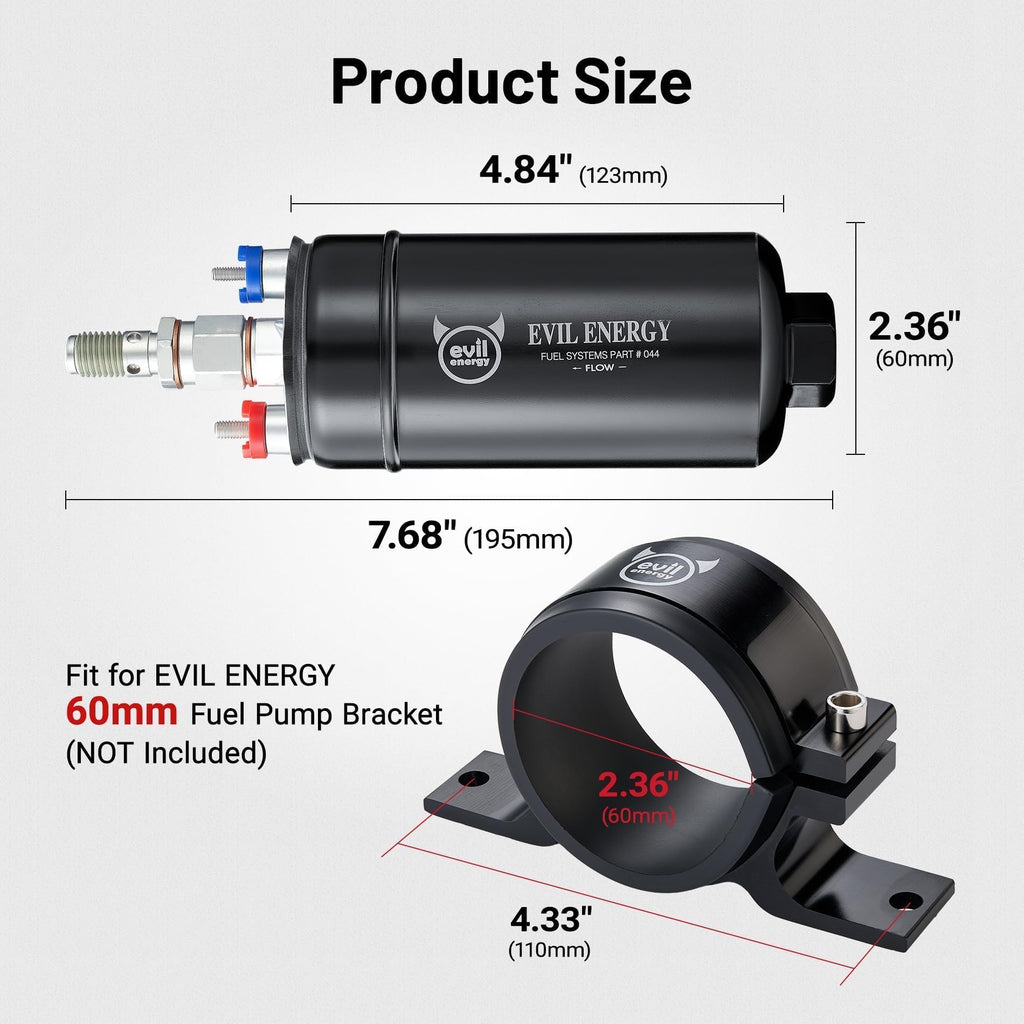 EVIL ENERGY External Inline Fuel Pump 300 LPH High Flow 12V Universal