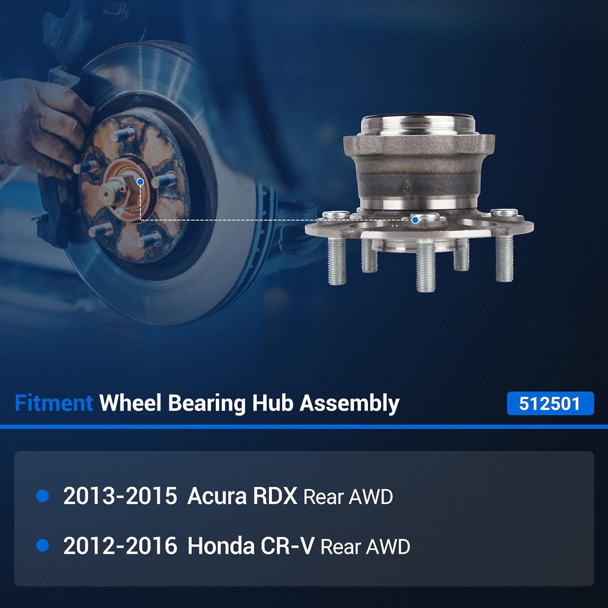 Autoround 512501 Rear Wheel Hub Assembly Fits 2013-2015 Acura RDX
