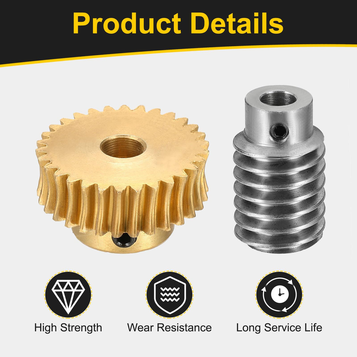 uxcell Worm Gear Set Right Rotation 30T 1 Module 30:1 Reduction Rate