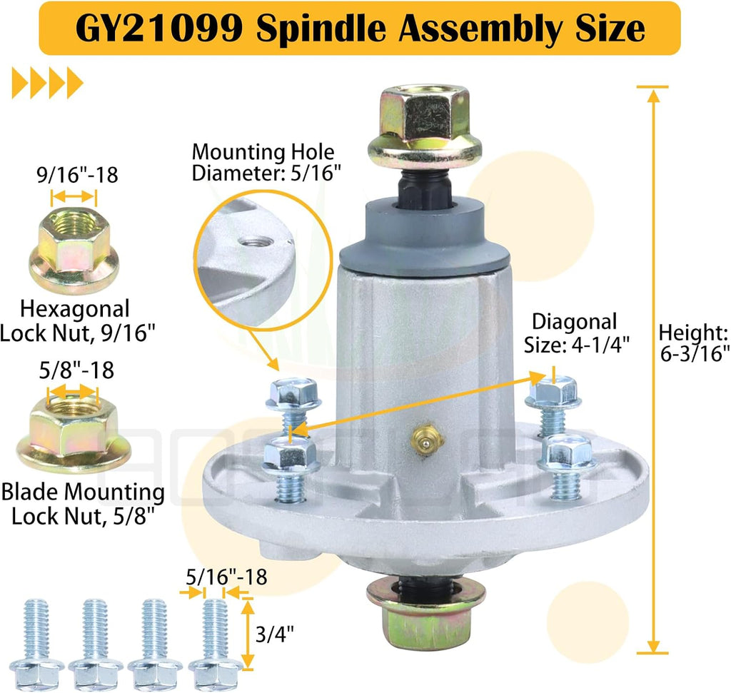 3 Pack GY21099 Spindle Assembly for John Deere 54-Inch Mower Decks