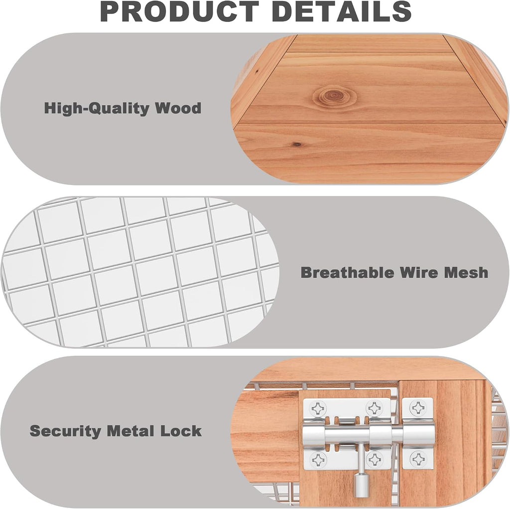 Small Chicken Coop, Wooden Rabbit Hutch Outdoor(Natural Wood)