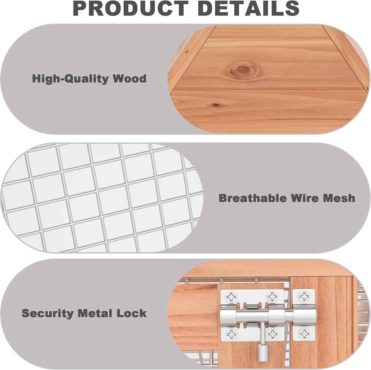 Small Chicken Coop, Wooden Rabbit Hutch Outdoor(Natural Wood)