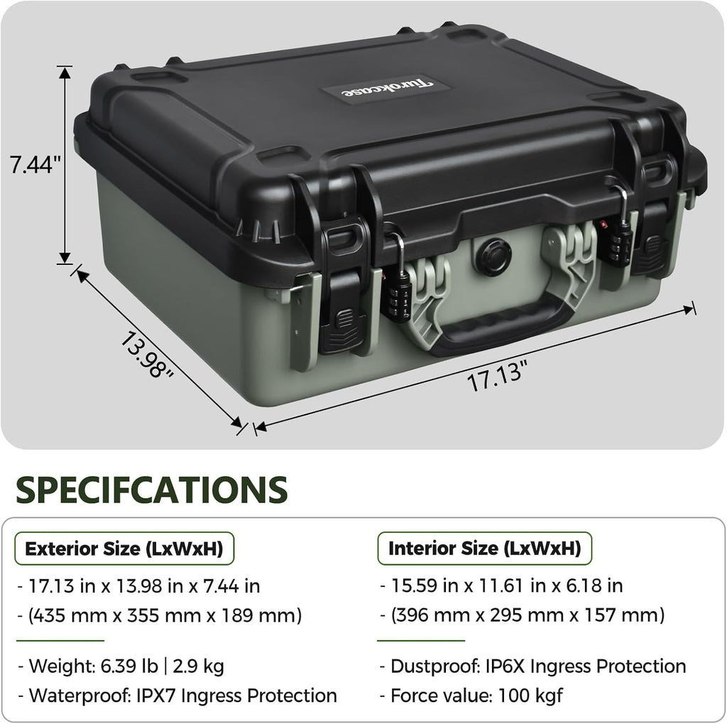 Pistol Gun Case for Multiple Handguns – TSA Approved Travel Pistol Case with 2 TSA Locks, Pre-cut Heavy Duty
