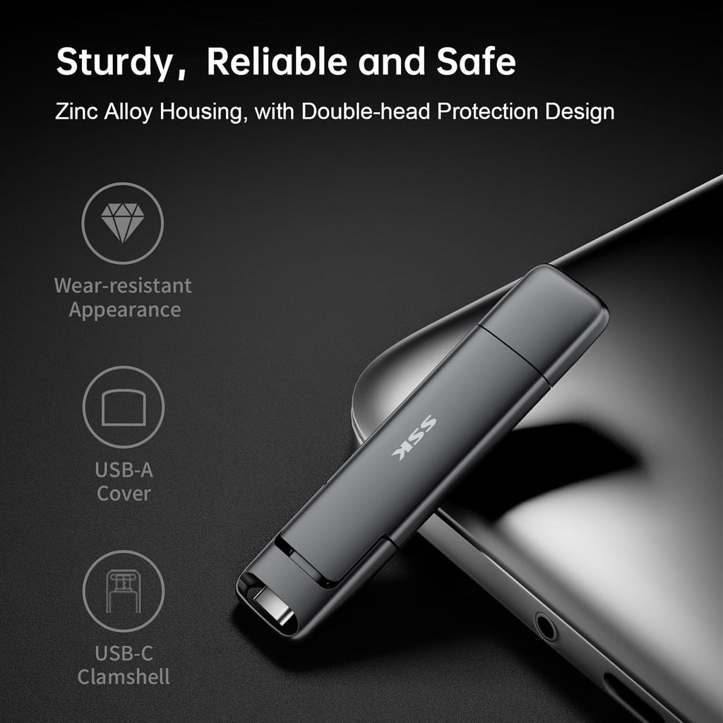 1TB External SSD Drive up to 550MB/s Dual USB C+A 3. 2 Thumb Drive | Support OTG Function,Fast Solid State SSD,USB