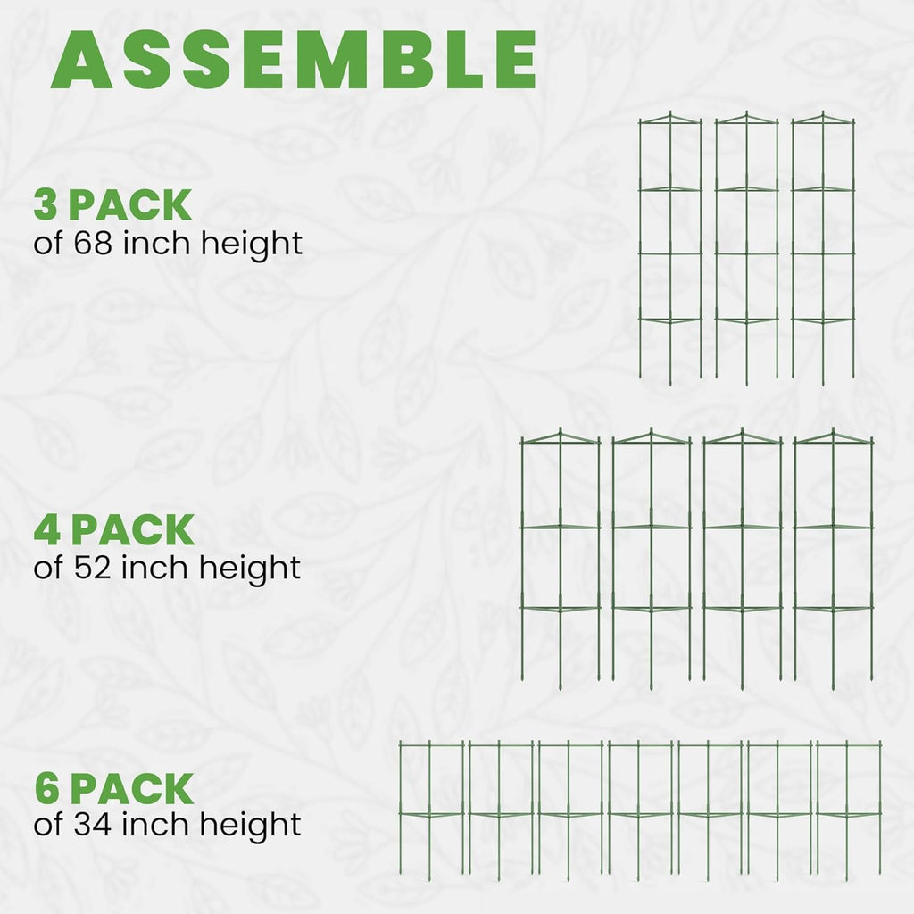 Tomato Cage - Tomatoes Plant Stakes Support Cages Trellis for Garden and Pots (3 Pack - Extra Tall Upto 68 inches)