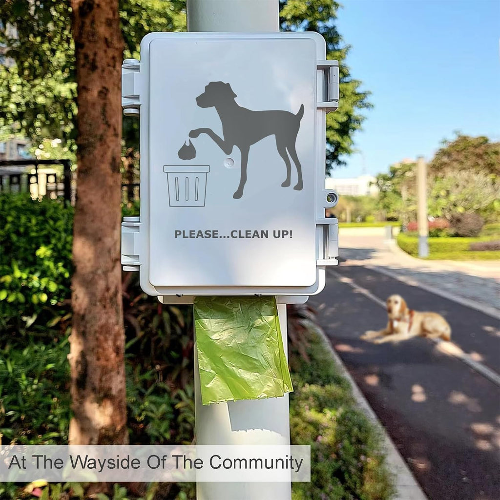 Dog Poop Bag Dispenser Wall Mounted Waterproof Outdoor Pet Waste Bags Dispenser Station Stake, Pole, Fence Mounted
