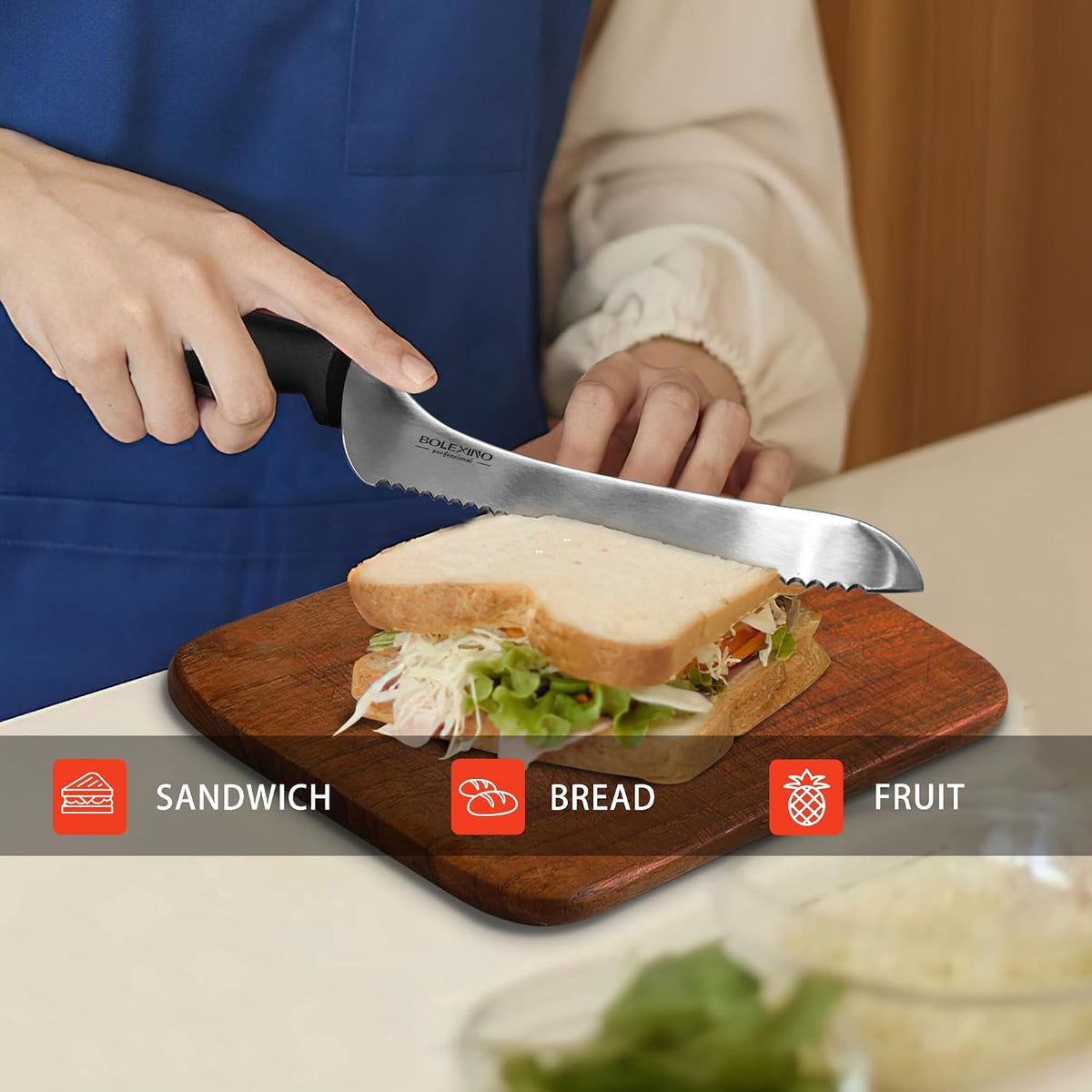 9 Inch Offset Serrated Bread Knife, for Homemade Sourdough & Cake