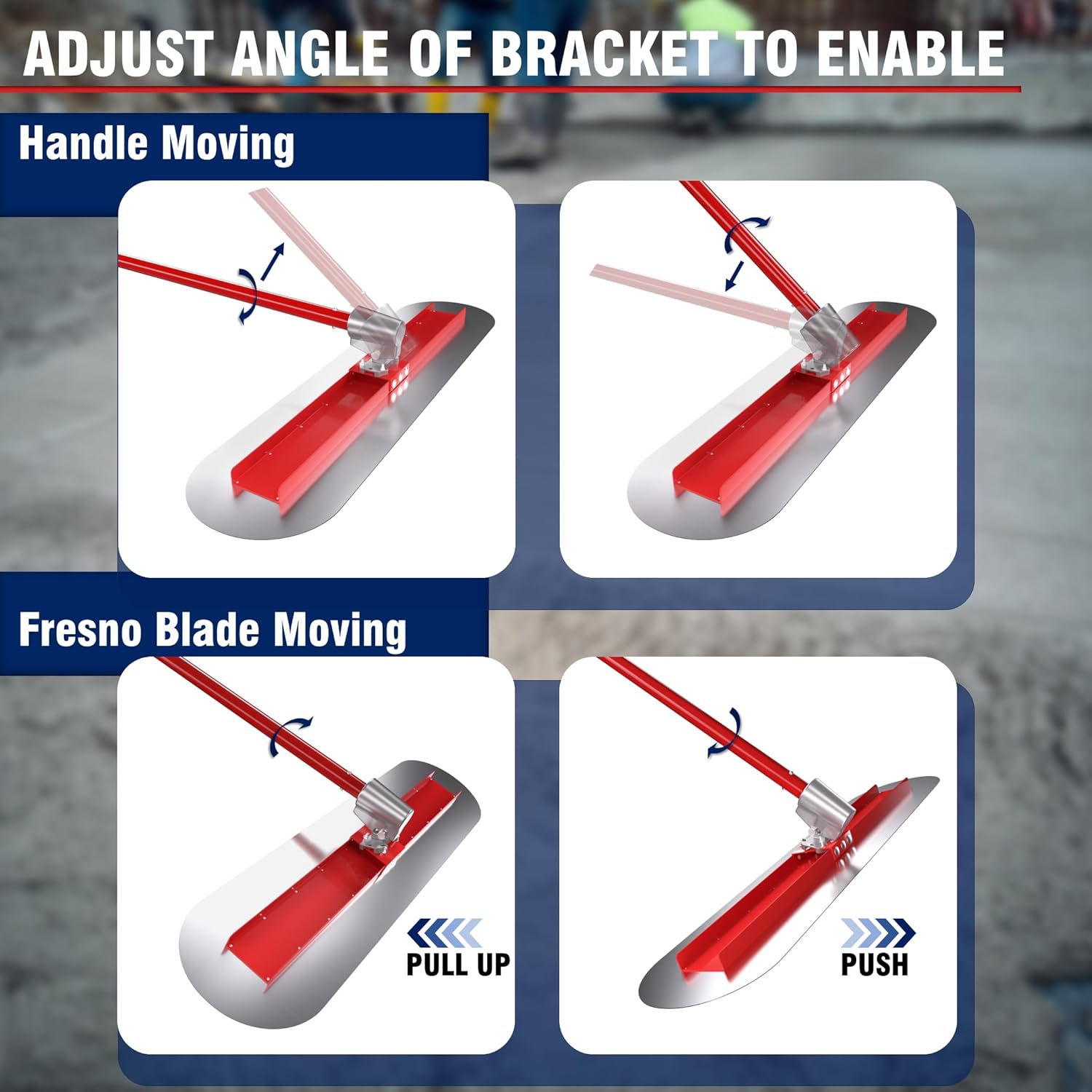 48''x12'' Concrete Bull Float Kit Fresno Round End Concrete Finishing Trowel Stainless Steel Trowel Board with 3