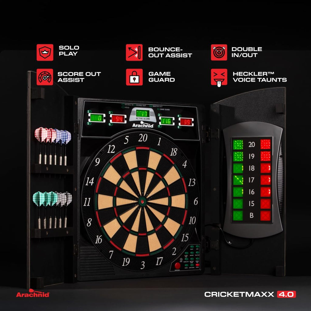 Cricket Maxx 4.0 Electronic Dartboard Set, Black