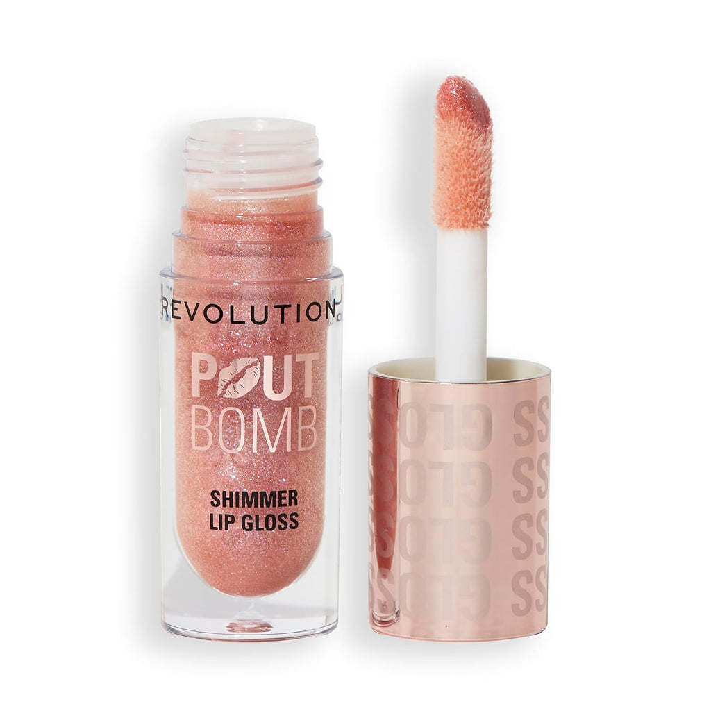 Revolution Pout Bomb Shimmer Lip Gloss, Glimmer Nude