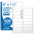 4" X 1.33" Matte White Printable Address Labels (500 Sheets, 7000 Stickers)