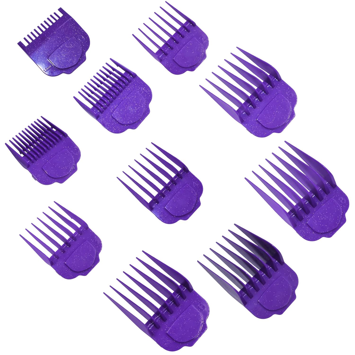 Magnetic Clipper Guards Guide Comb Set for Andis Master (1/16-1 Inch) 10pcs | (Purple), Rare Earth Magnet & First