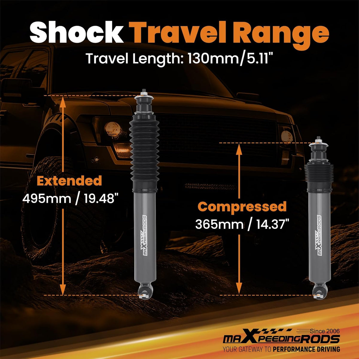 maXpeedingrods 1.5-3" Front Shocks for Dodge Ram 1500 2WD 2002-2008