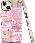 Pink Collage Jesus Quote Phone Case for iPhone 14/iPhone 13 6.1", Girly Bow Christian Bible Verse Design Cover for