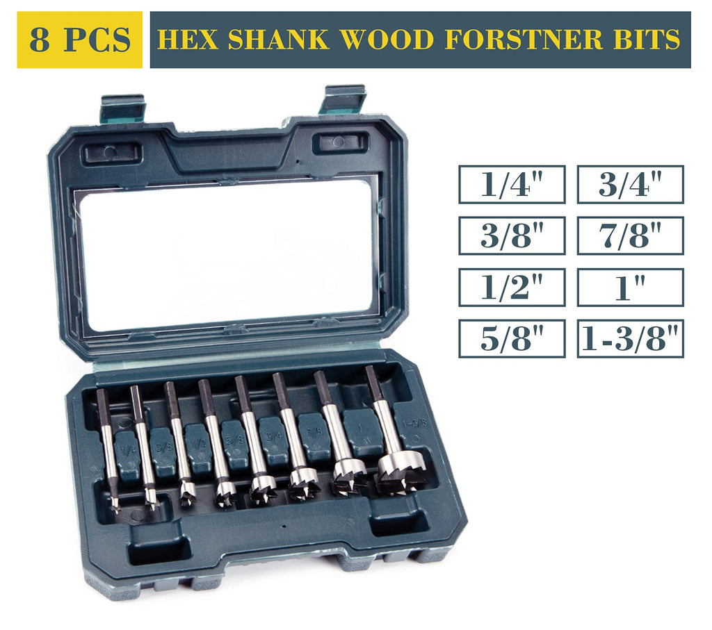Hex Shank Forstner Bit Set 8pcs Multi Sided Shank Wood Drill bit Set