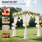 10FT Wedding Backdrop Stand, Adjustable 4-Post Canopy Chuppah Mandop Hardware Kit, Metal Arch Frame for Wedding