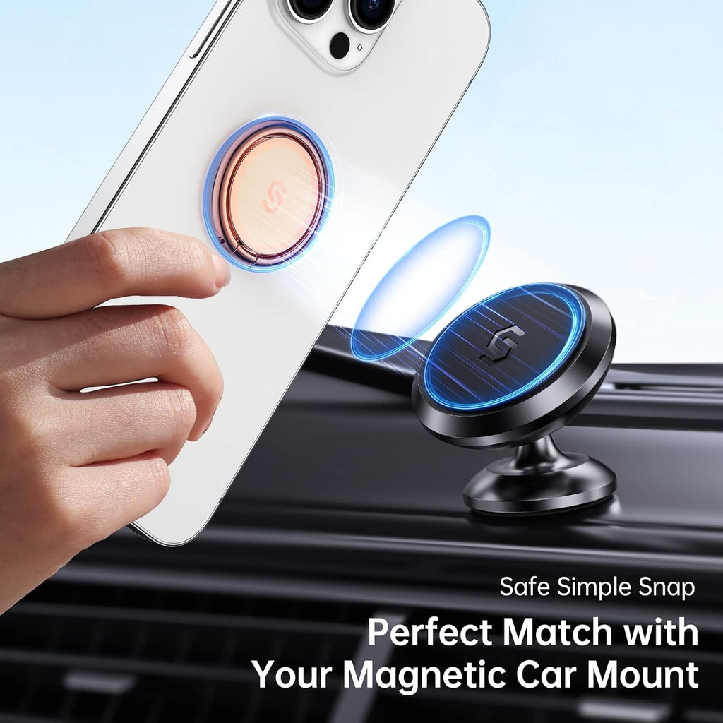Cell Phone Ring Holder Stand, 360 Degree Rotation Finger Ring Kickstand with Polished Metal Phone Grip for Magnetic