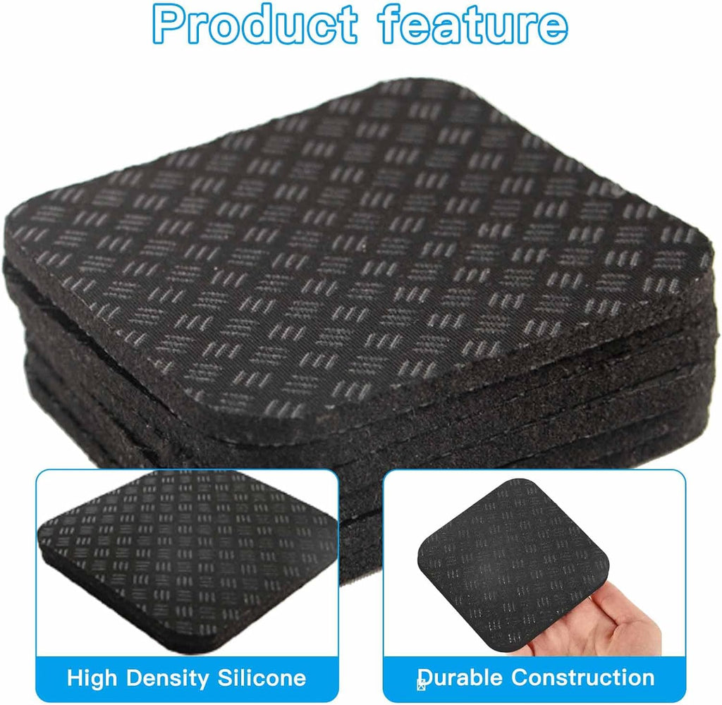 Non-Slip Treadmill Mat Pads, 4x4 Inch High Density Silicone Exercise Equipment Mat - Double-Sided Anti Vibration Pad