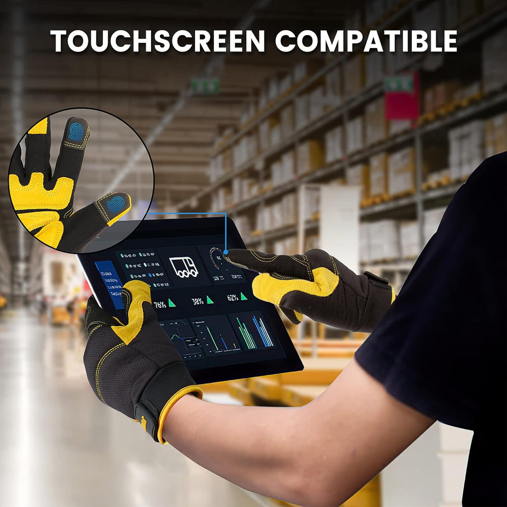 Safety Work Gloves, Men's Utility Mechanic Working Gloves for All Purpose, Touchscreen Compatible, Flexible