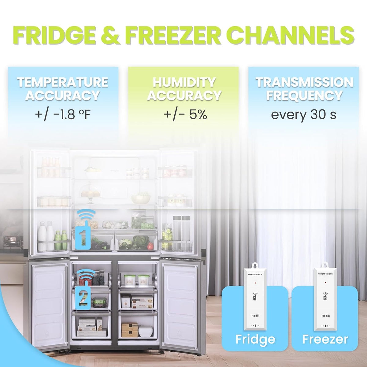 Freezer Fridge Thermometer Wireless with Alarm Refrigerator Thermometer