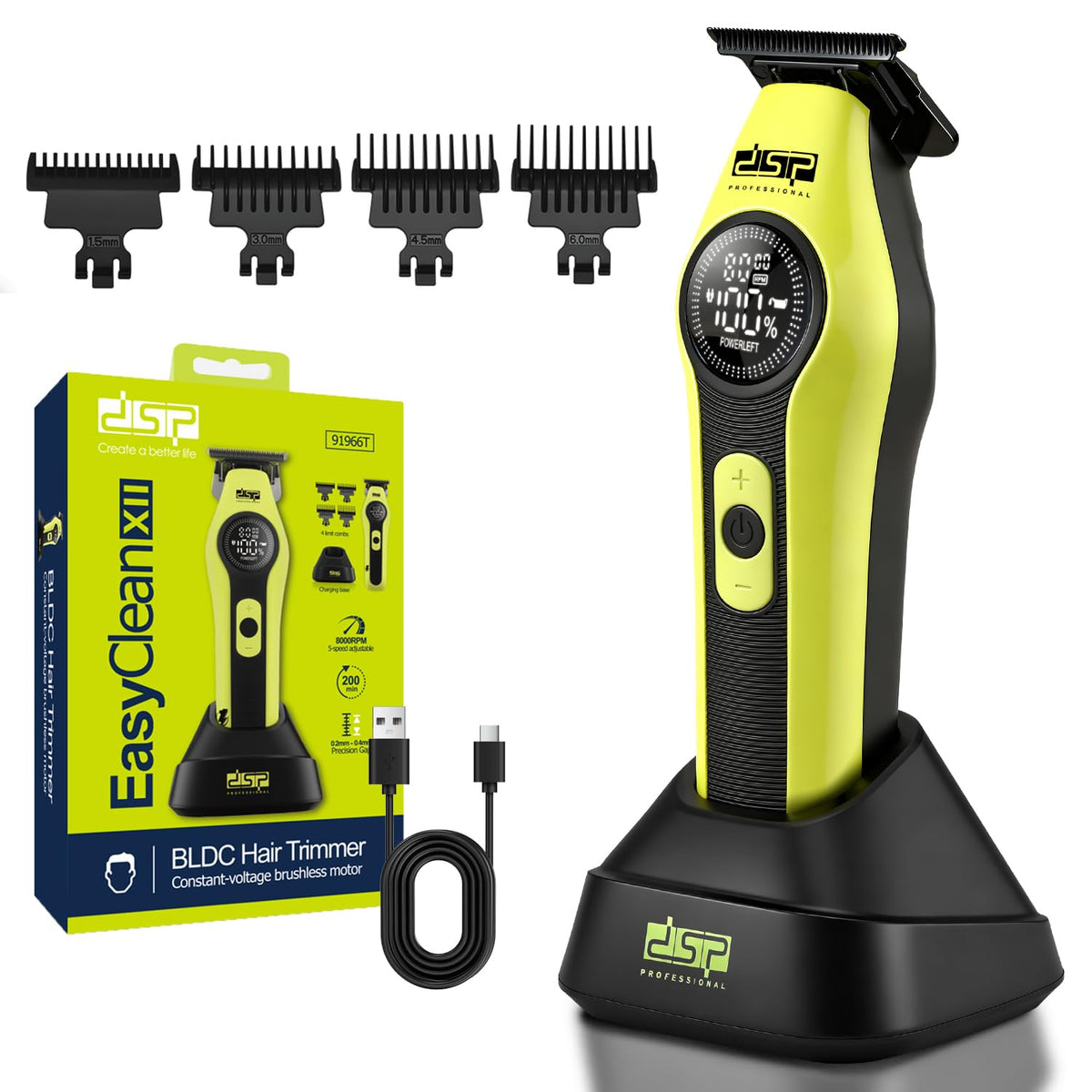 Hair Trimmer for Men, Cordless Zero-Gap BLDC, Rechargeable