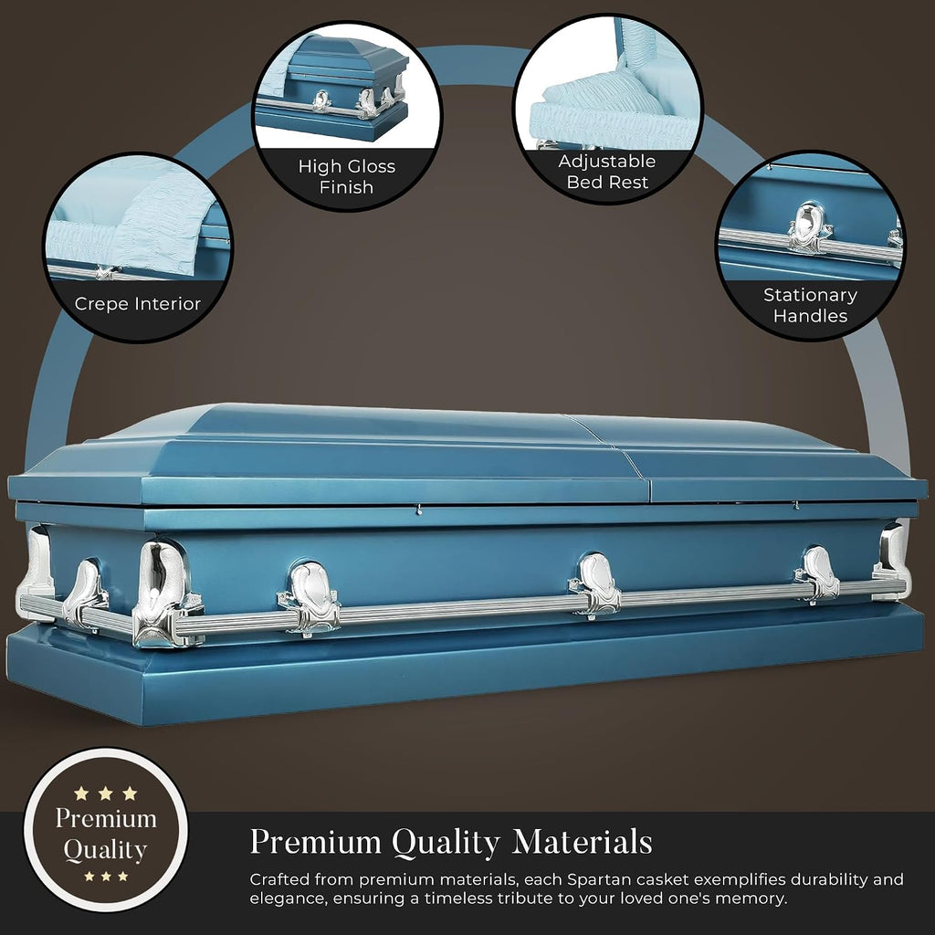 Spartan Funeral Casket Blue with Light Blue Interior