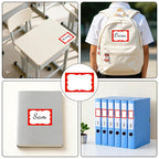 Red Name Tag Stickers - 200 Pcs 3'' x 2'' Name Label Stickers