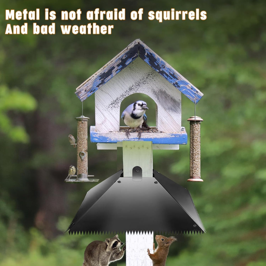 Metal Squirrel Baffles with Spikes - Galvanized Steel Squirrel Guards for 4x4 Posts and Bird Feeder Poles - Keeps