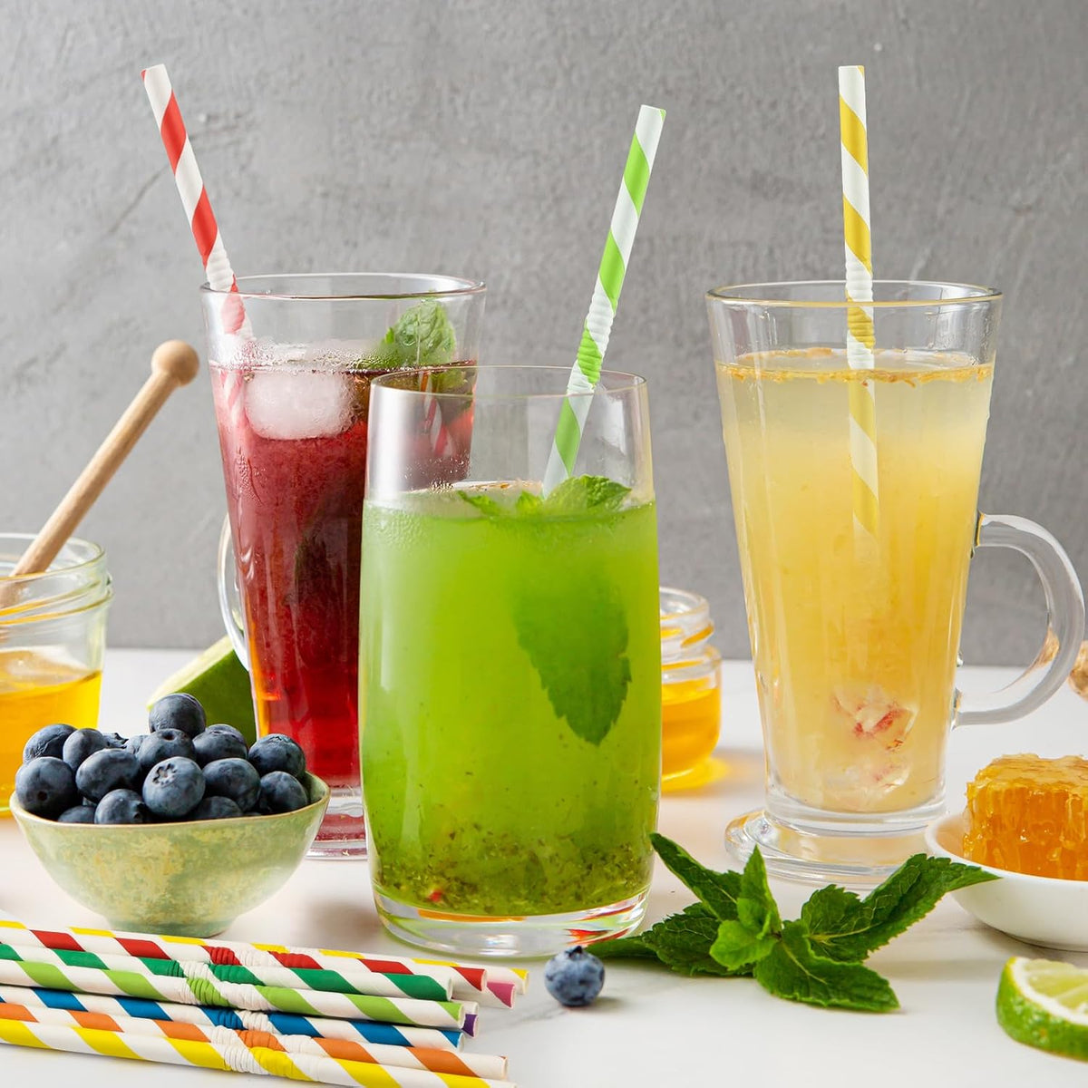 Paper Drinking Straws, Assorted Colors, 200 Pack