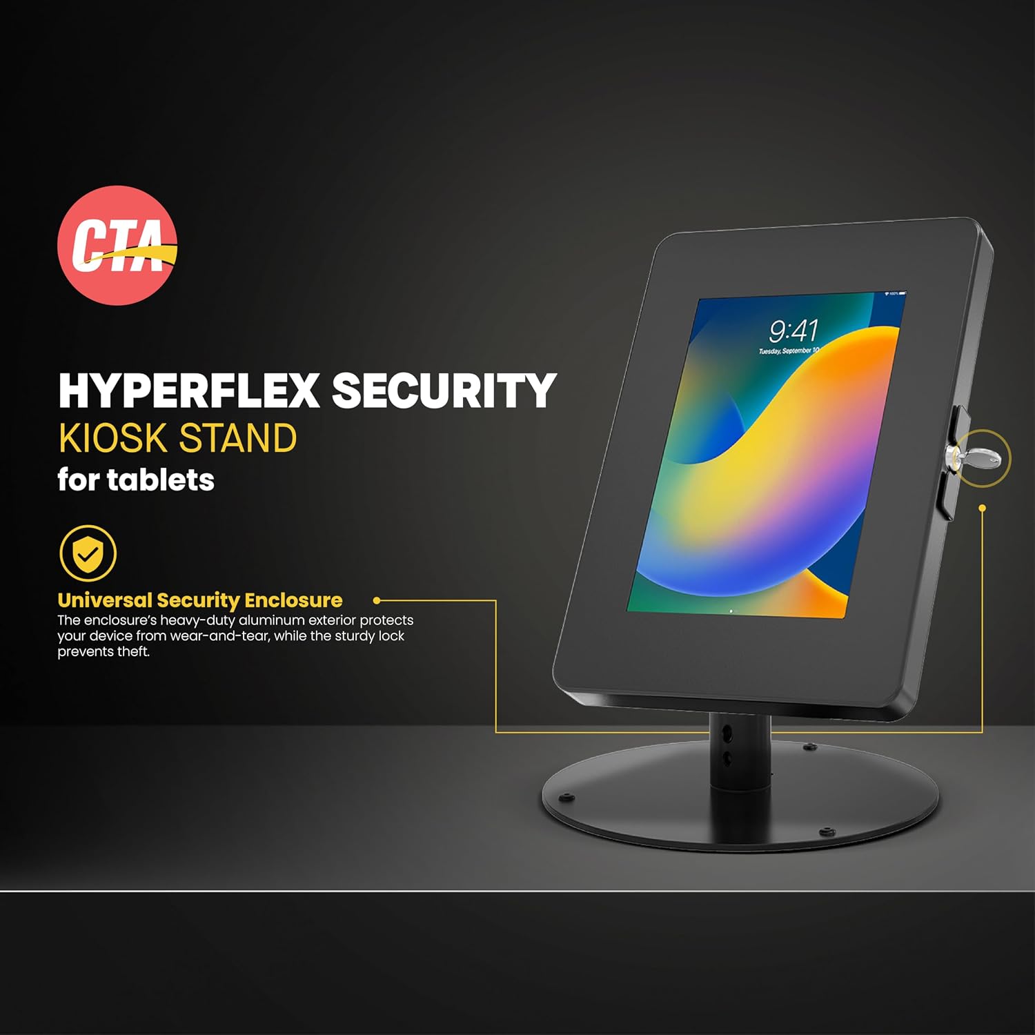 Premium iPad Retail POS Stand – CTA Upscale Tablet Kiosk Stand with 360 Degree Rotation & Locking for Retail