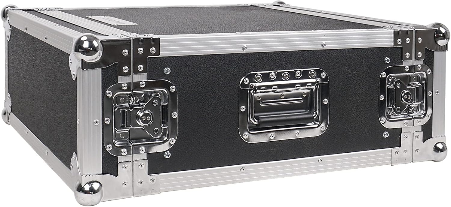 4U PA/DJ Rack/Road Case, 4-Space, with 21" Rackable Depth, Plywood, Metal Ball Corners, Pro Tour Grade Flight Case