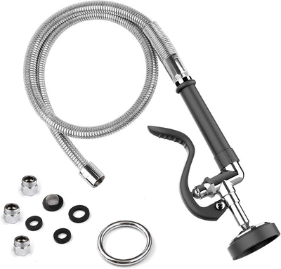 Spray Valve with 45" Pre Rinse Hose, Commercial Sink Sprayer Hose Pre Rinse Sprayer with Flexible Stainless Steel