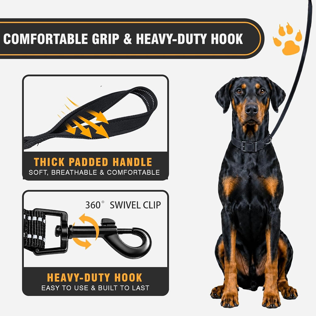 Double Handle Dog Leash, 6 FT Heavy Duty Dog Leash with Padded Handles