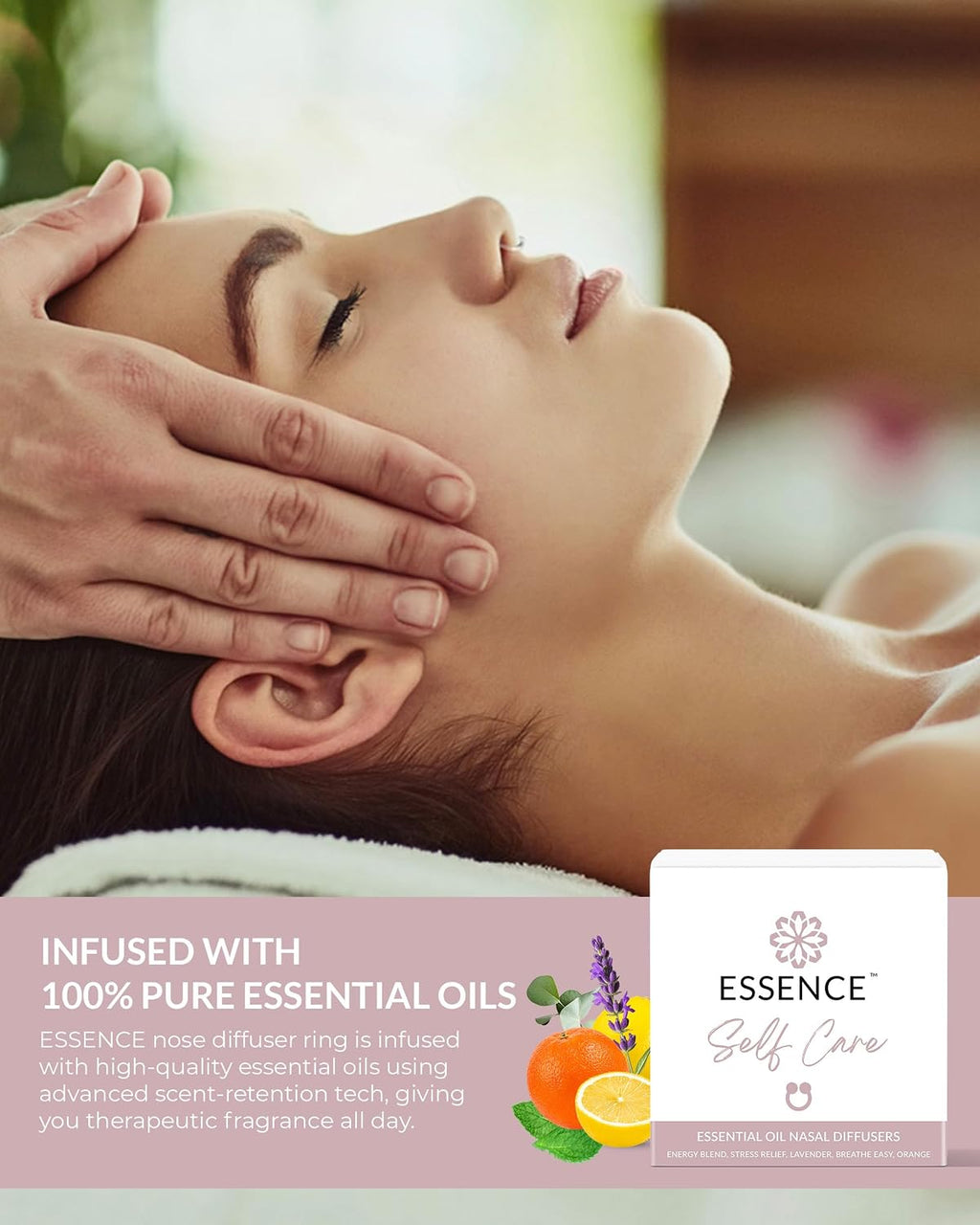 Essence Nasal Diffuser Self Care Bundle – Essential Oil Silicone Nose Rings for Stress, Energy & Mental Clarity –