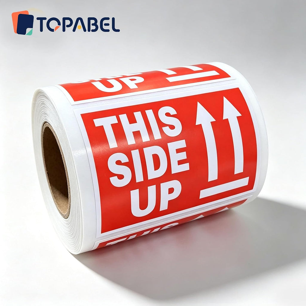 This Side Up Warning Stickers, 2" X 3", 300 Pcs, Roll