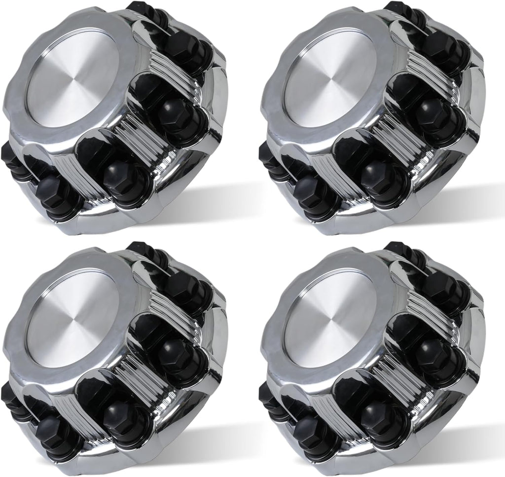 (Set of 4) Chrome Wheel Center Caps 8 Lugs Fit for Select Van | 16 Inch & Truck - Replacement 15039489, 15039488