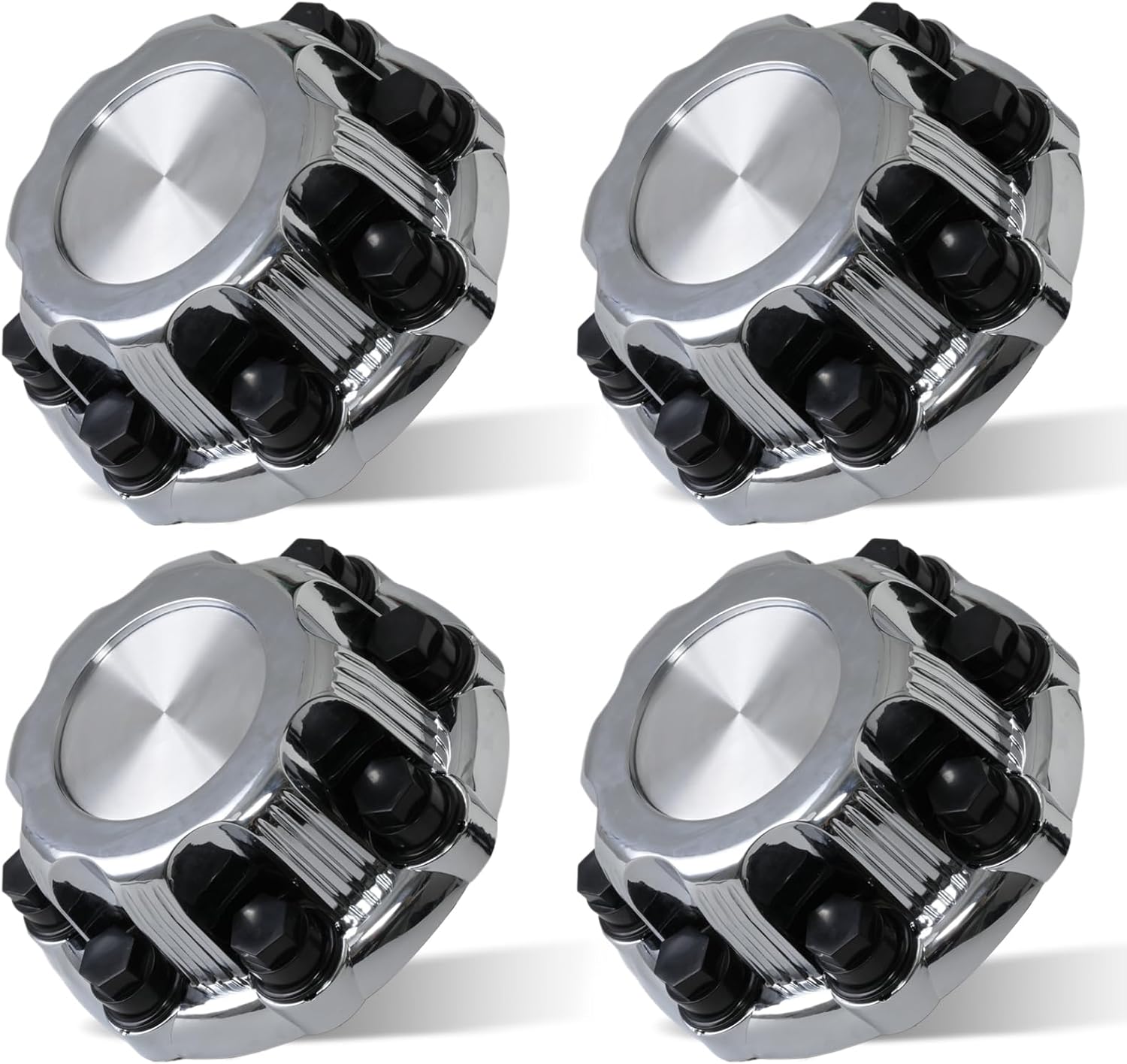 (Set of 4) Chrome Wheel Center Caps 8 Lugs Fit for Select Van | 16 Inch & Truck - Replacement 15039489, 15039488